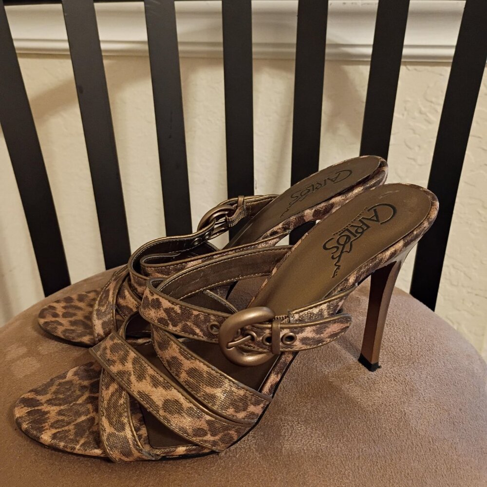 CARLOS by Carlos Santana Leopard Print Heels Size 7M - Women | Color: Gold